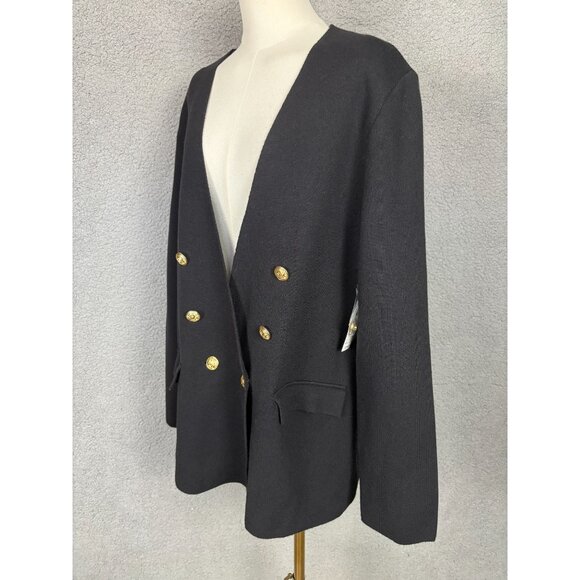 I.n.c. International Concepts Women's Sweater Blazer Gold Buttons Black 2XL NWTs - Picture 4 of 8